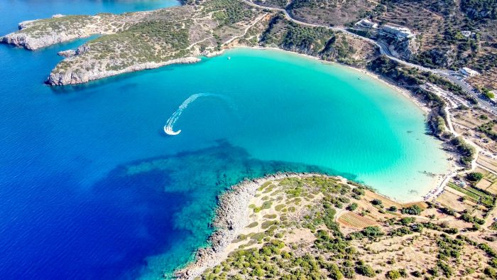 Paysage vue de haut de la mer en Crète