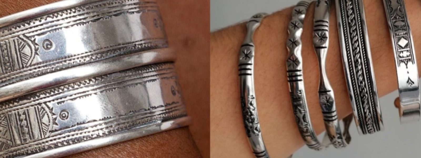 Bracelet argent avec motif gravé