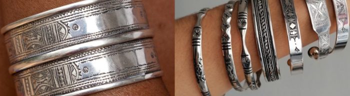 Bracelet argent avec motif gravé